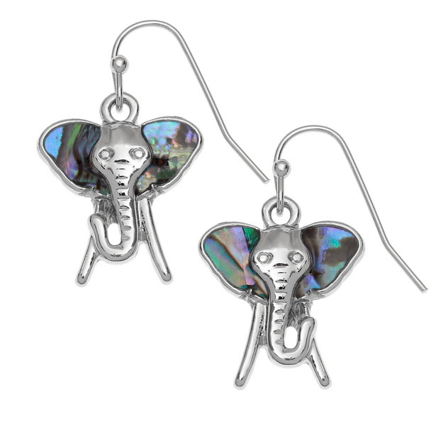 Paua Shell Elephant Head Earrings