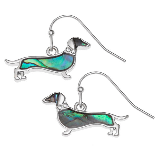 Paua Shell Dachshund Earrings