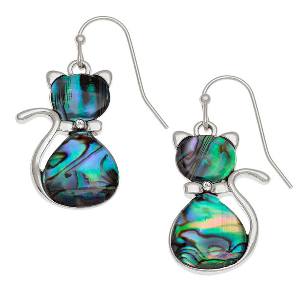 Paua Shell Cat Earrings