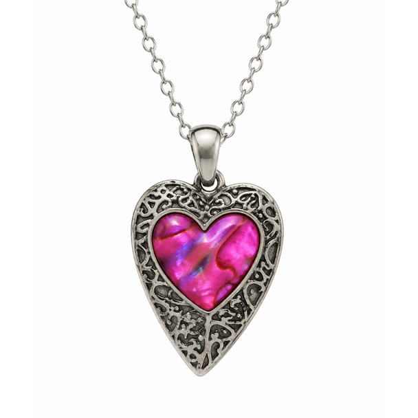 Paua Shell - Heart Ornate Necklace