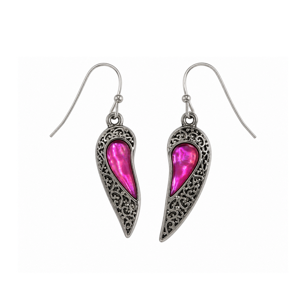 Paua Shell - Heart Ornate Earrings