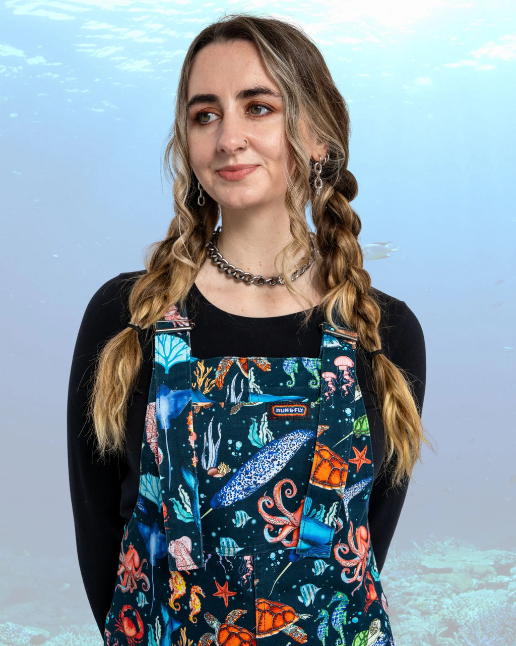 Run& Fly - Ocean Stretch Twill Dungarees