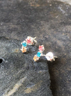 3 STAR MULTI 3MM CZ STUD EARRINGS