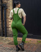 Rebel Romance Forest Green Stretch Dungarees