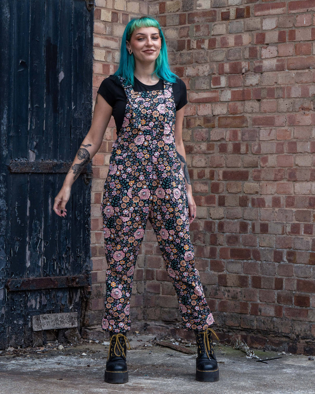 Rebel Romance Eye Spy Floral Stretch Dungarees
