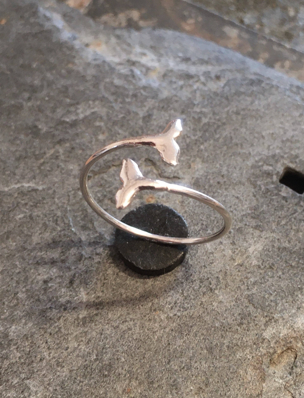 SILVER WHALE TAIL RING -  ONE SIZE