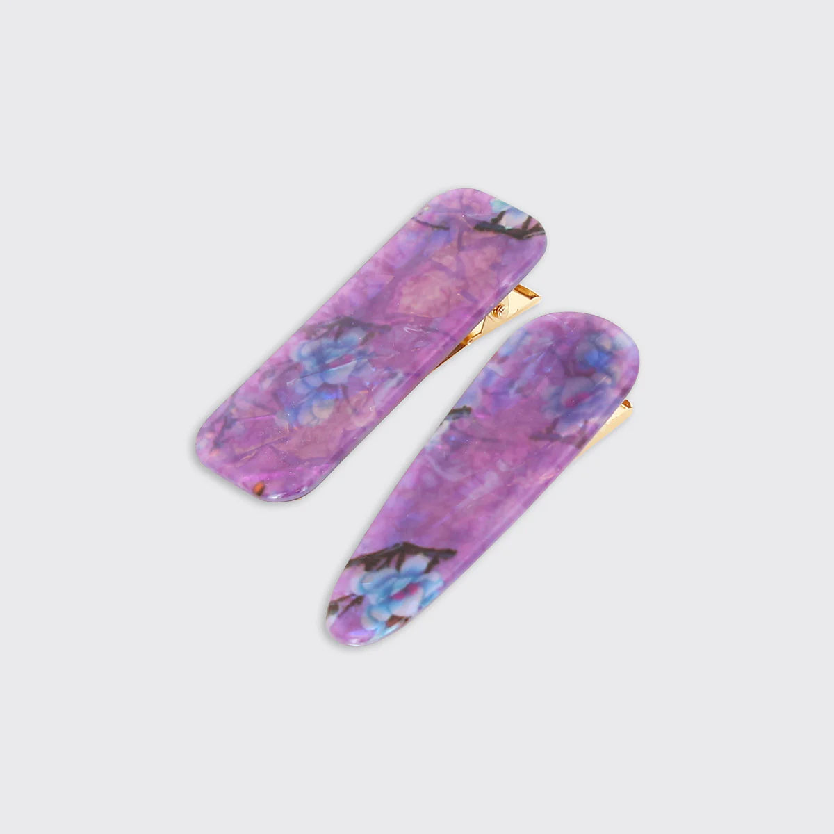 Millie Mae - Cherry Blossom Set of 2 Hair Clips - Amethyst