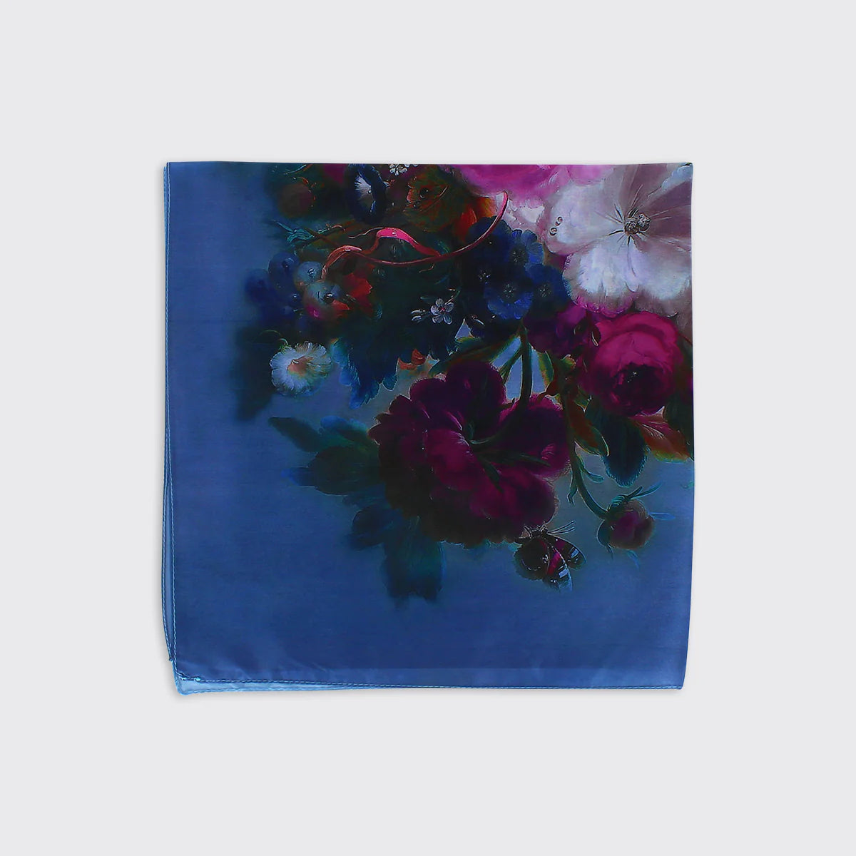 Millie Mae - Beth Floral Square Scarf - Blue