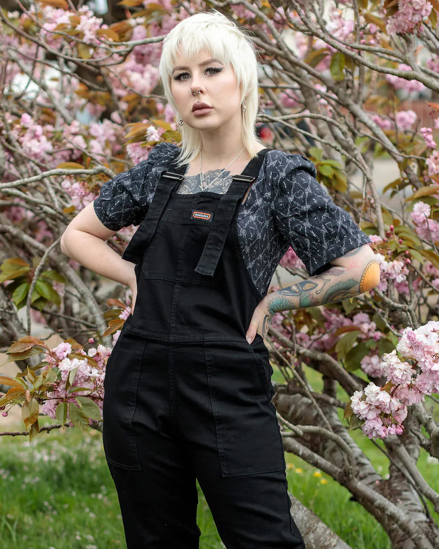 Run & Fly - Black Stretch Denim Dungarees