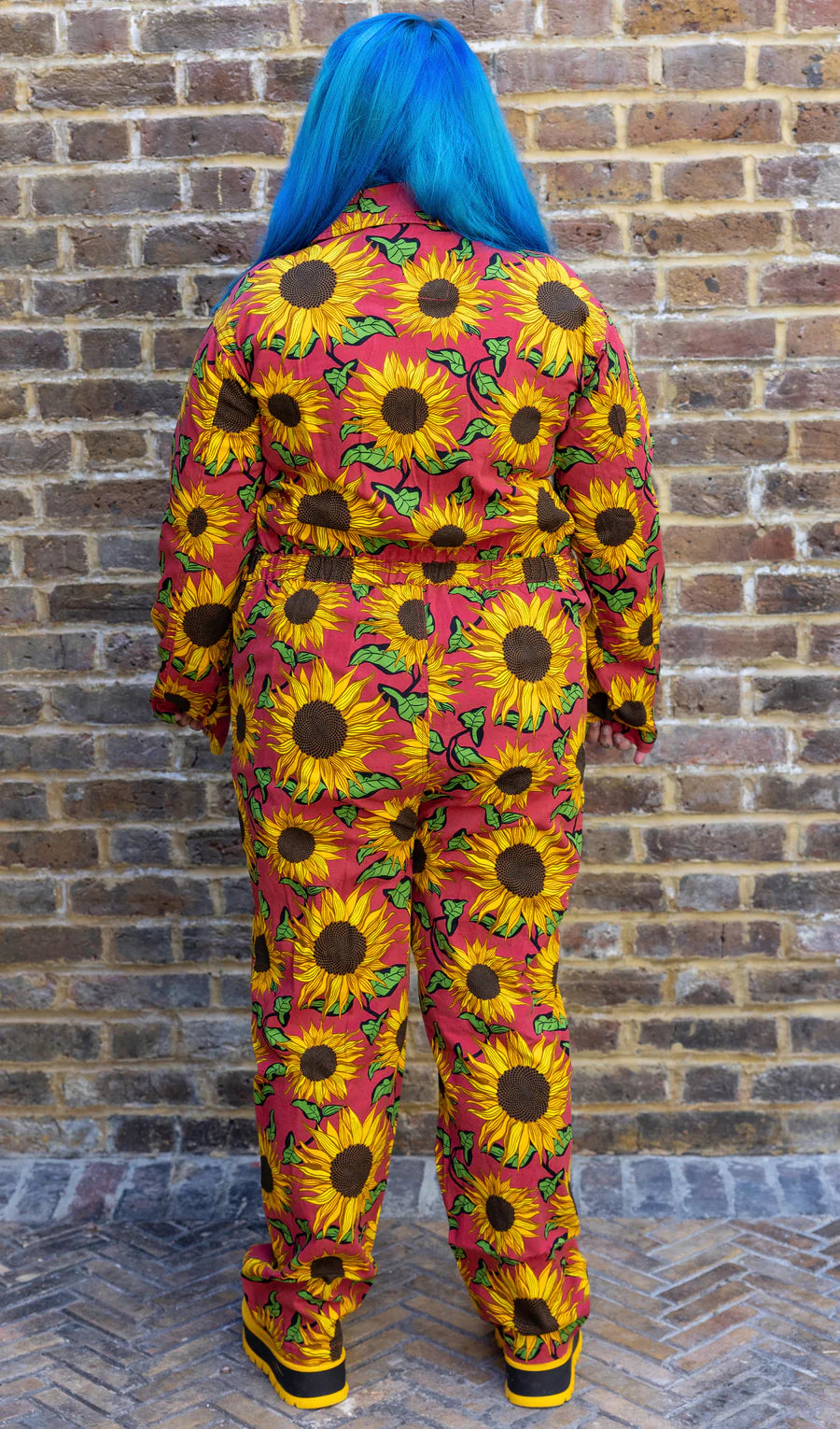 Red Sunflower Stretch Twill Boiler Suit