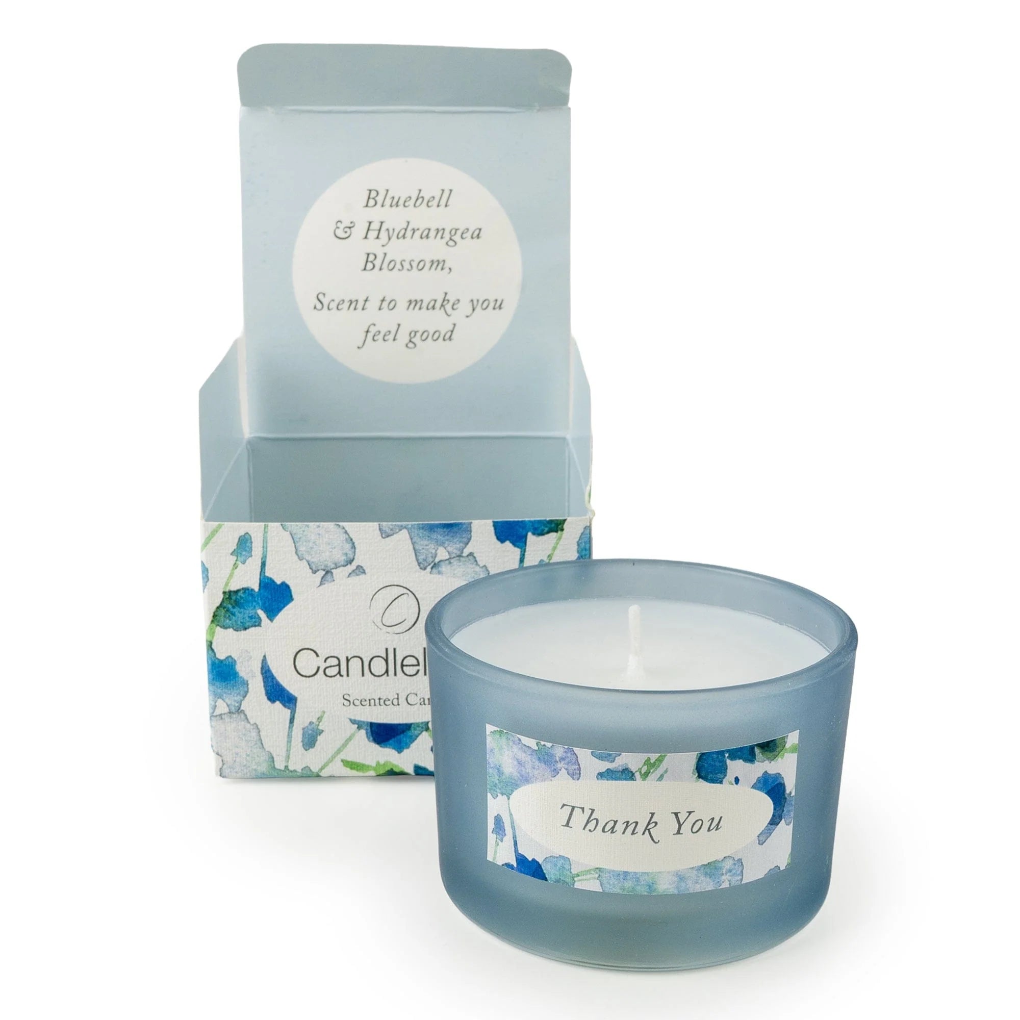 Candlelight - Candle Gift -  Thank You - Bluebell & Hydrangea