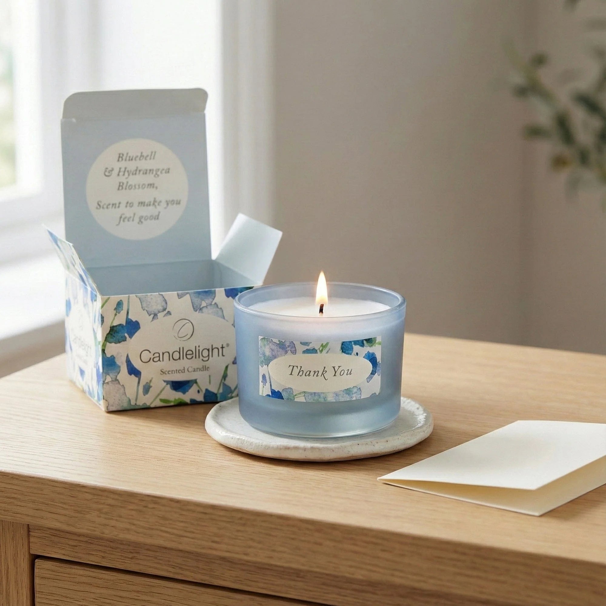 Candlelight - Candle Gift -  Thank You - Bluebell & Hydrangea