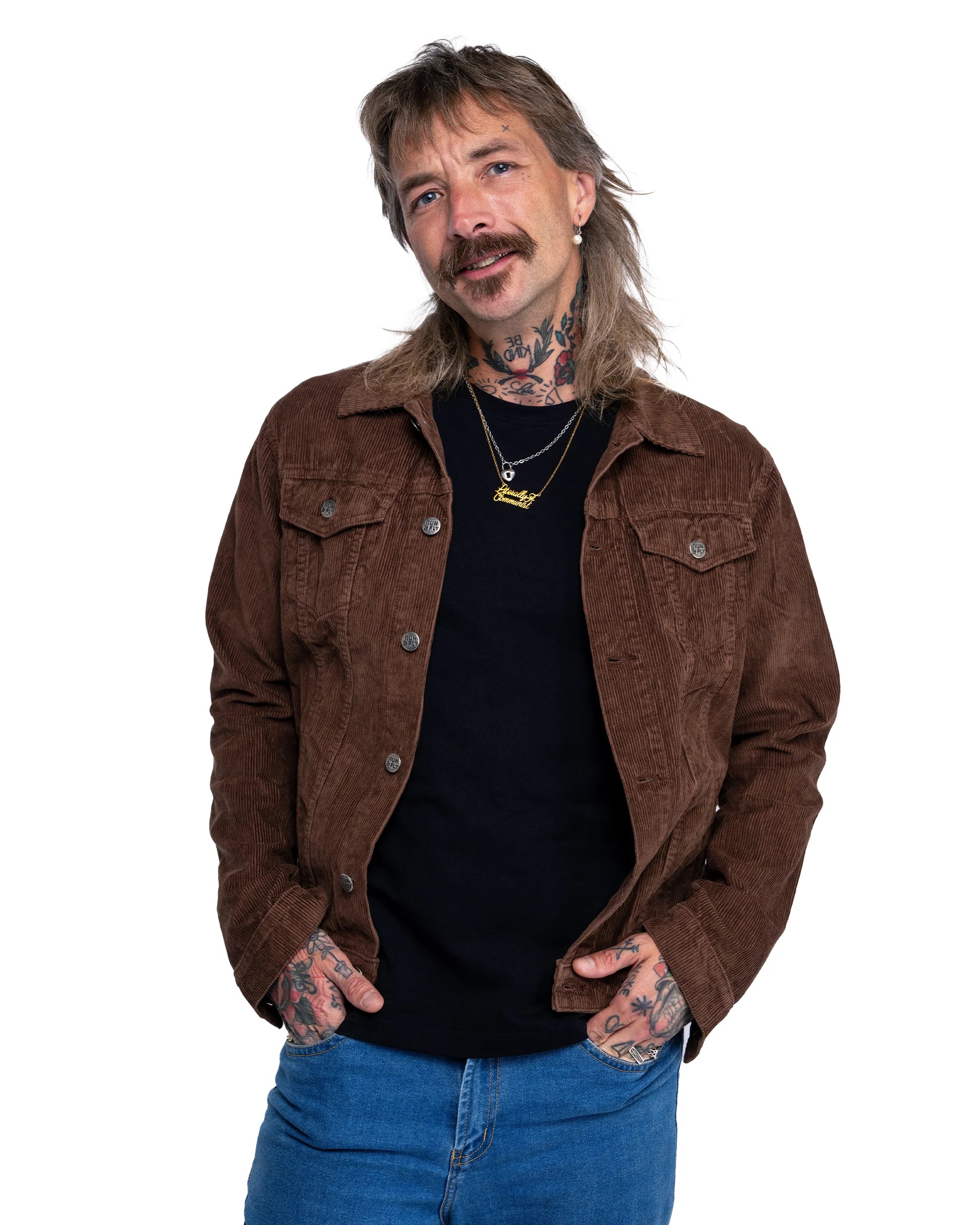 Run & Fly - Brown Corduroy Unisex Western Jacket