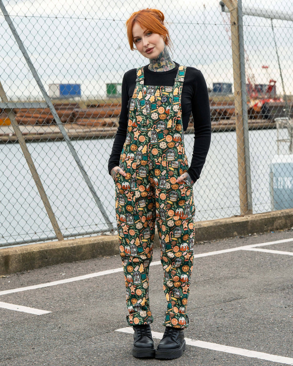 Rebel Romance Yuletide Treats Christmas Stretch Dungarees