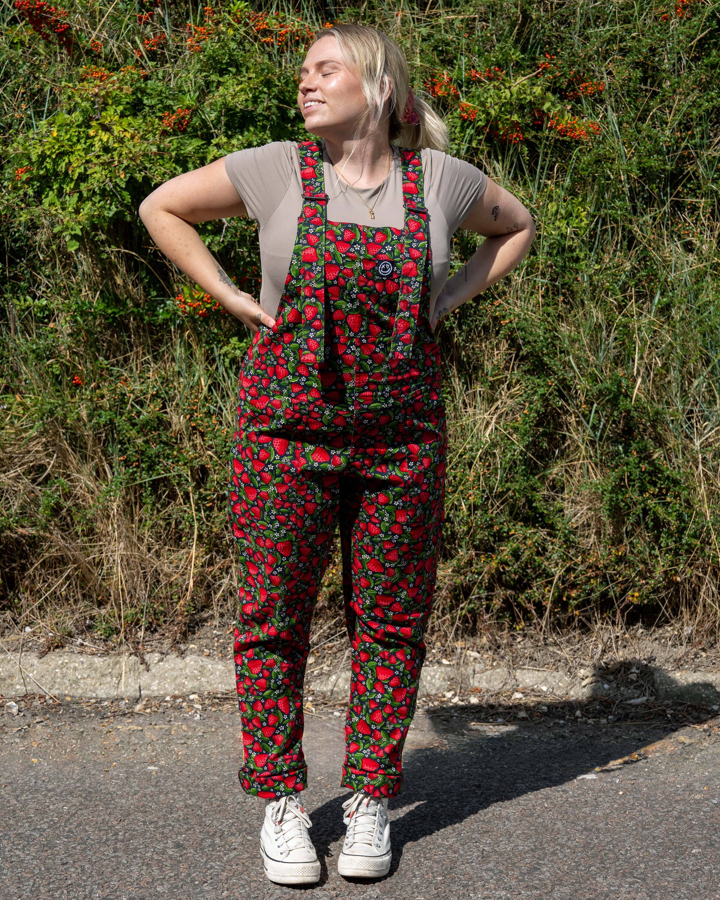 Rebel Romance Strawberry Field Stretch Dungarees