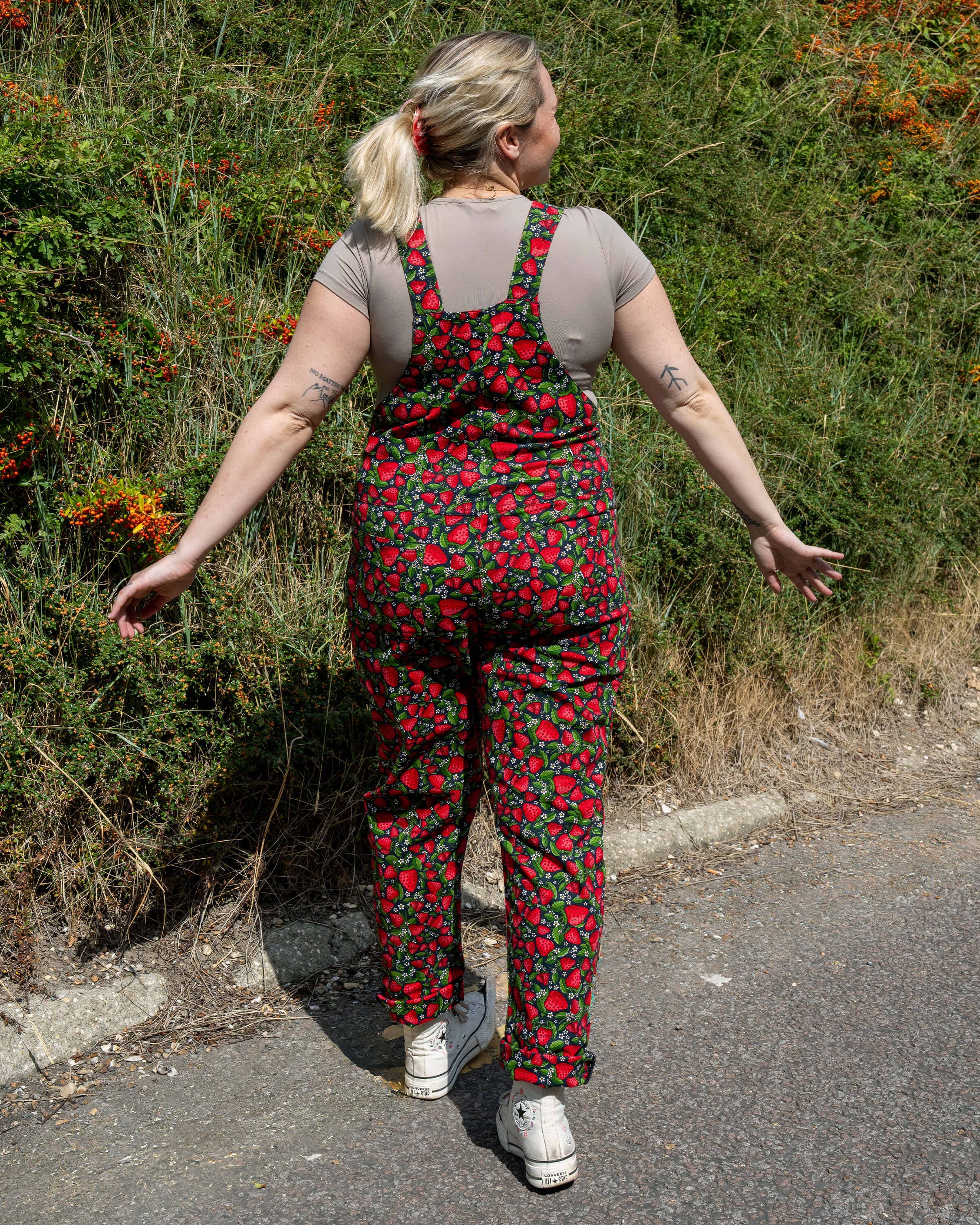 Rebel Romance Strawberry Field Stretch Dungarees
