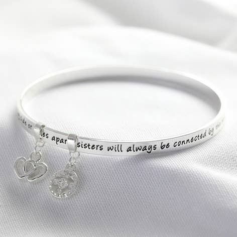 New Sisters Meaningful Word Bangle Silver