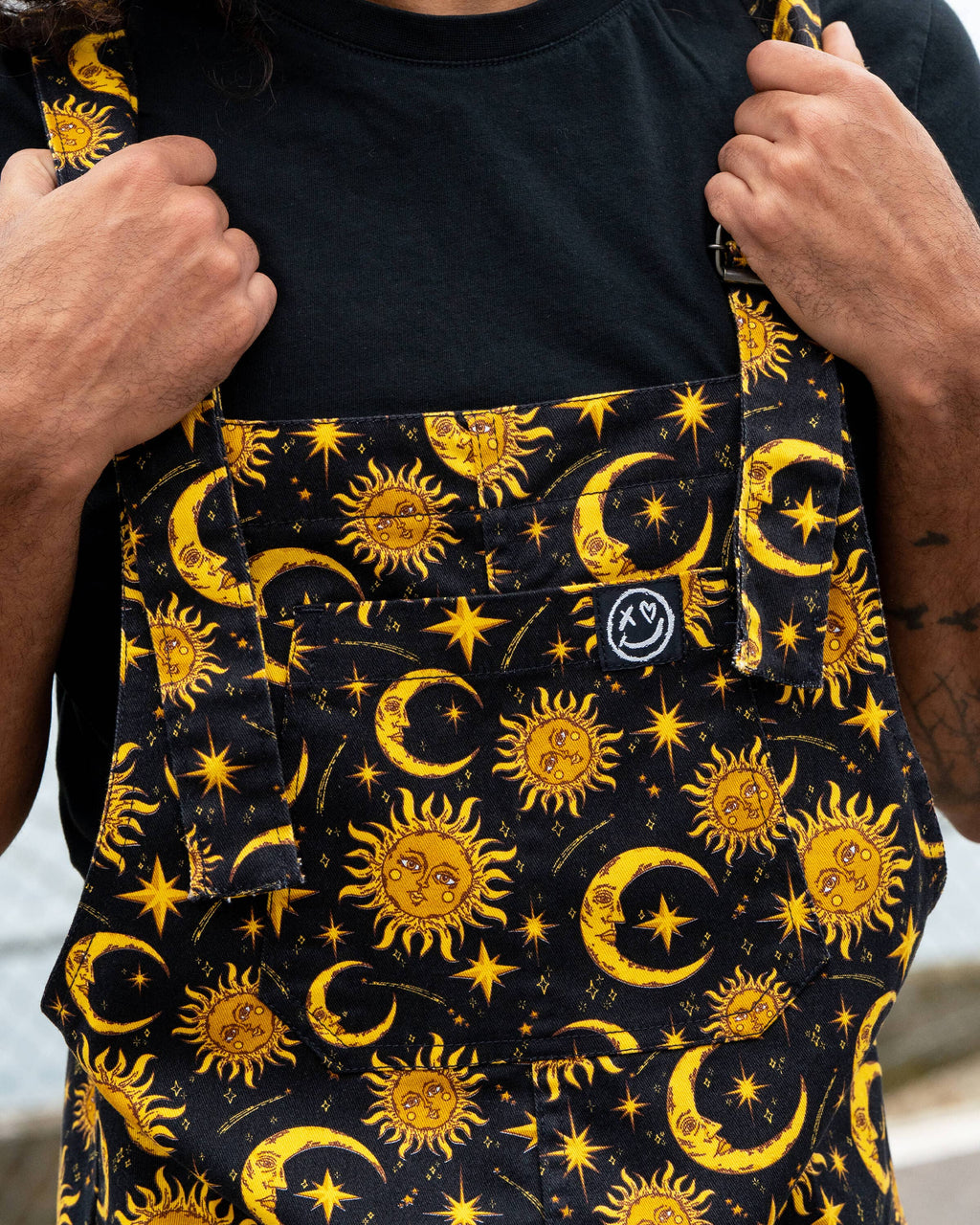 Rebel Romance Celestial Sun and Moon Stretch Dungarees