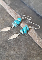 Turquoise & Feather Earrings 35MM DROP