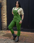 Rebel Romance Forest Green Stretch Dungarees