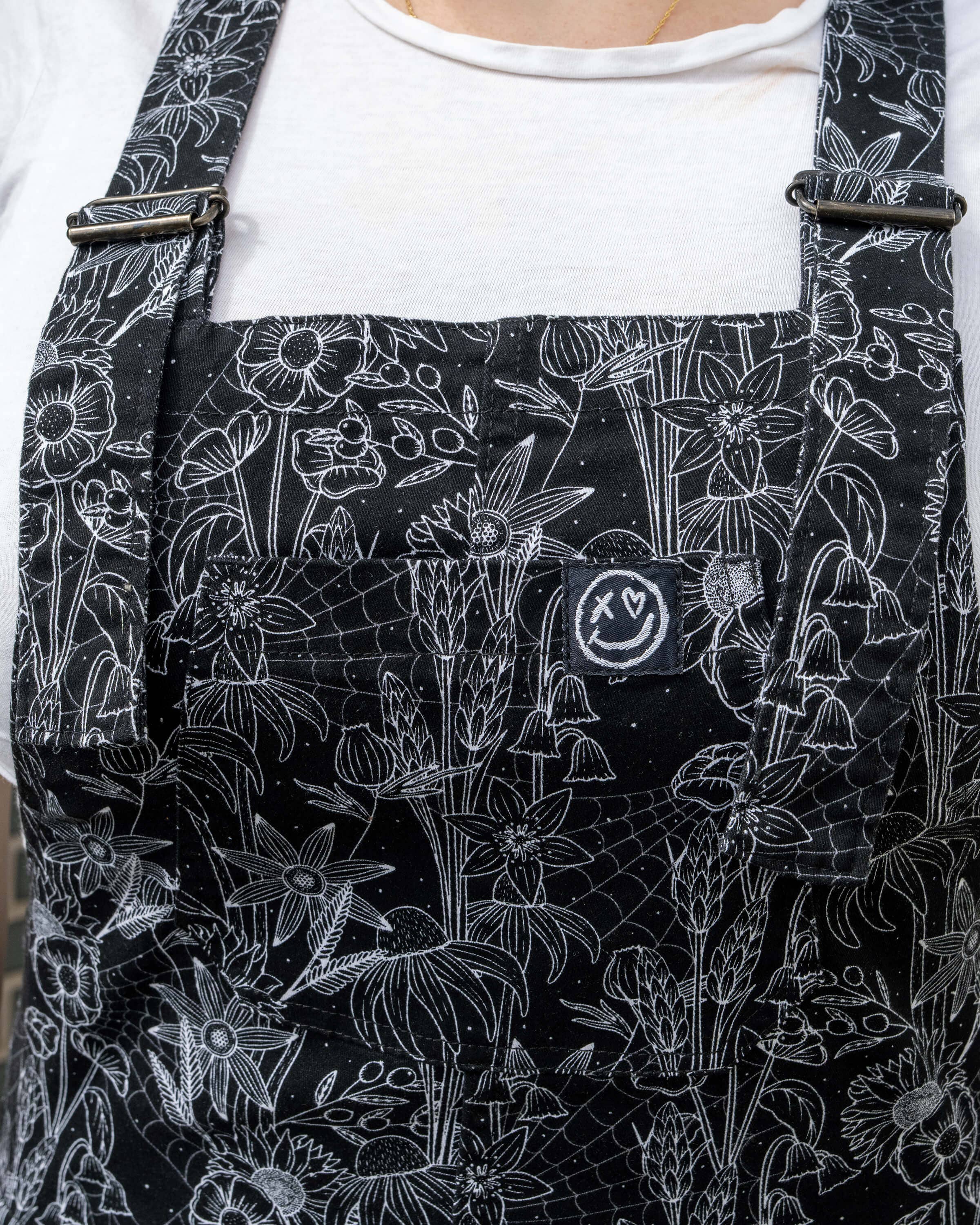 Rebel Romance Black Floral Cobweb Stretch Dungarees