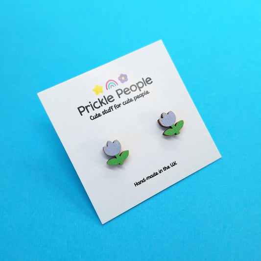 Prickle People - Cute Blue Flower Stud Earrings