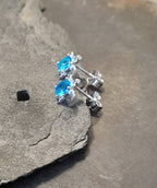 SS651B - AQUA CZ TURTLE 8 X 7MM Silver Studs