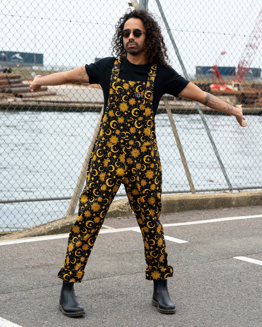 Rebel Romance Celestial Sun and Moon Stretch Dungarees