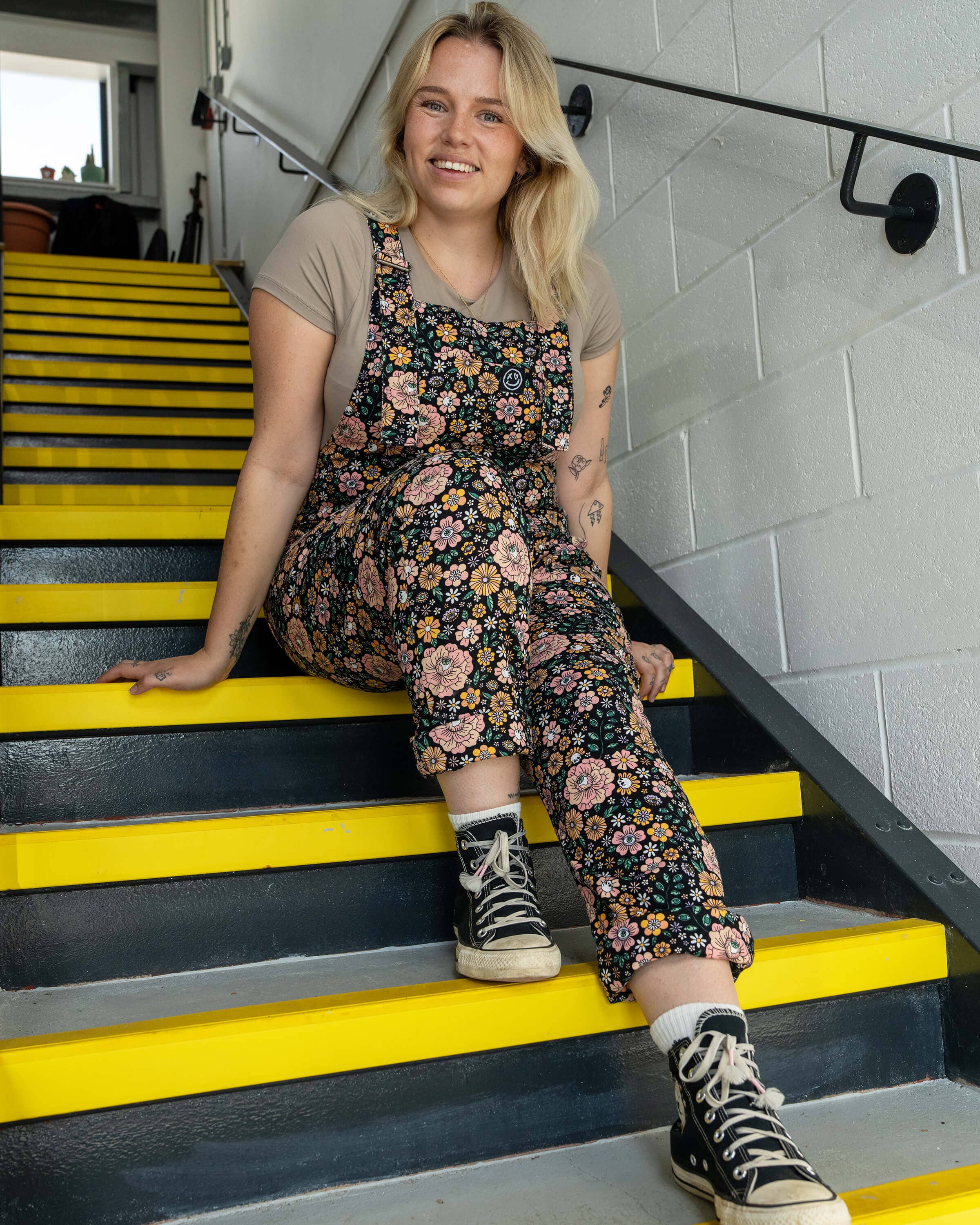 Rebel Romance Eye Spy Floral Stretch Dungarees