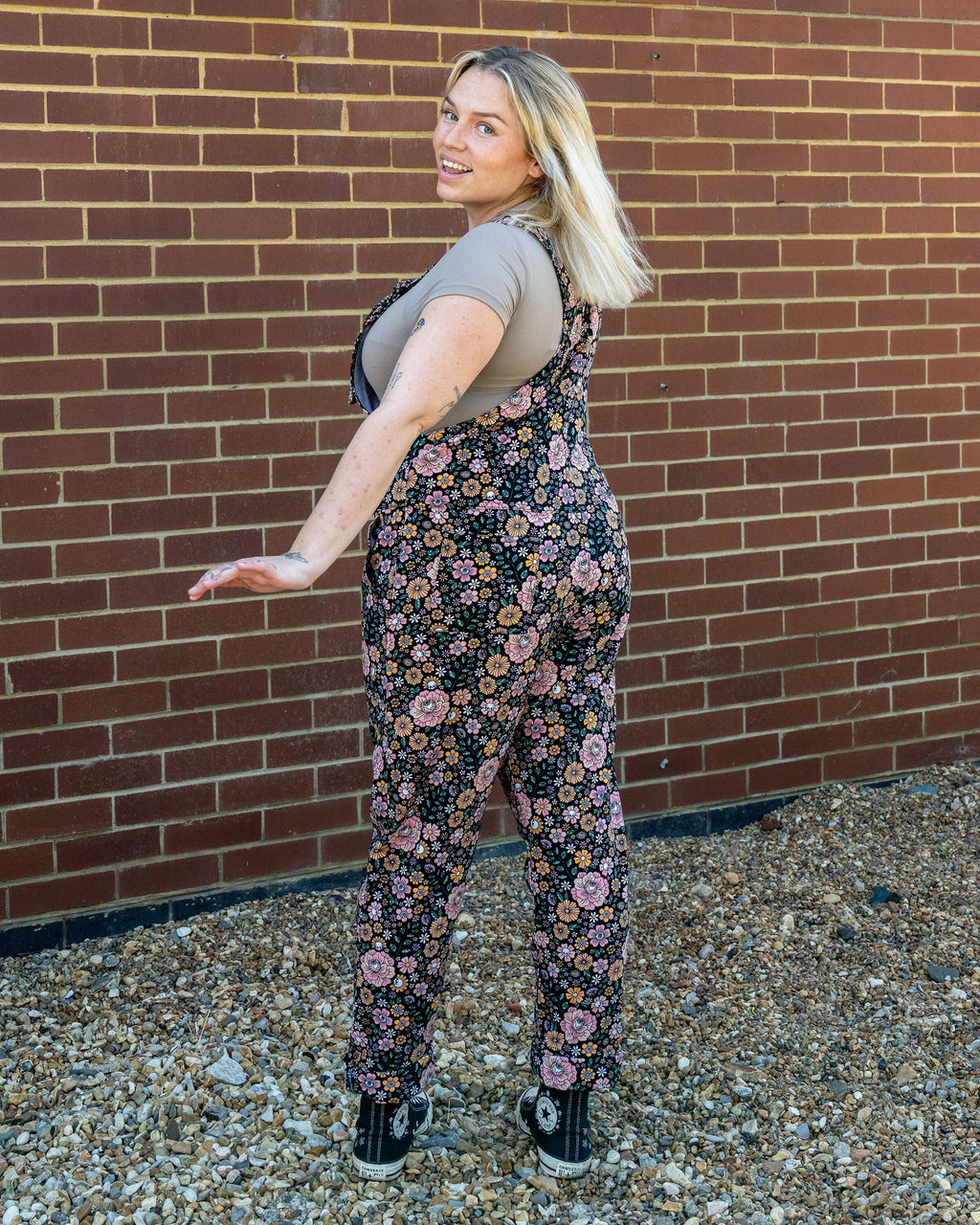 Rebel Romance Eye Spy Floral Stretch Dungarees