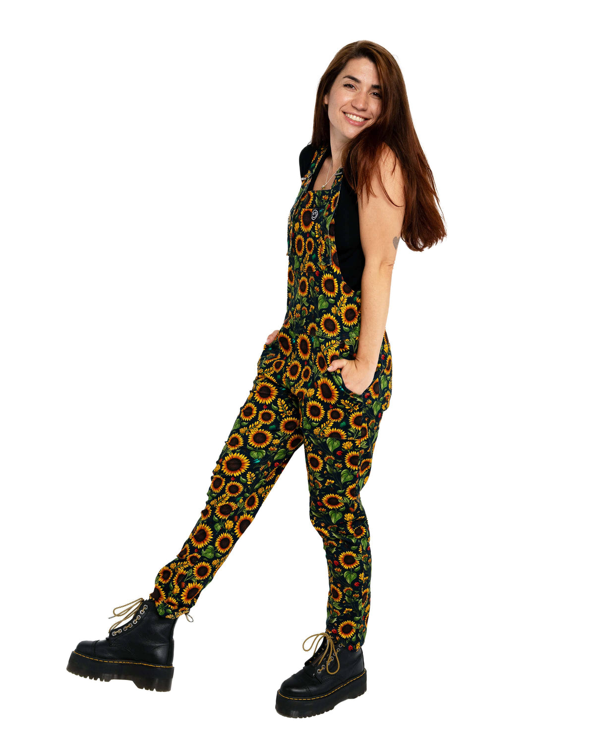 Rebel Romance Sunflower Stretch Dungarees 