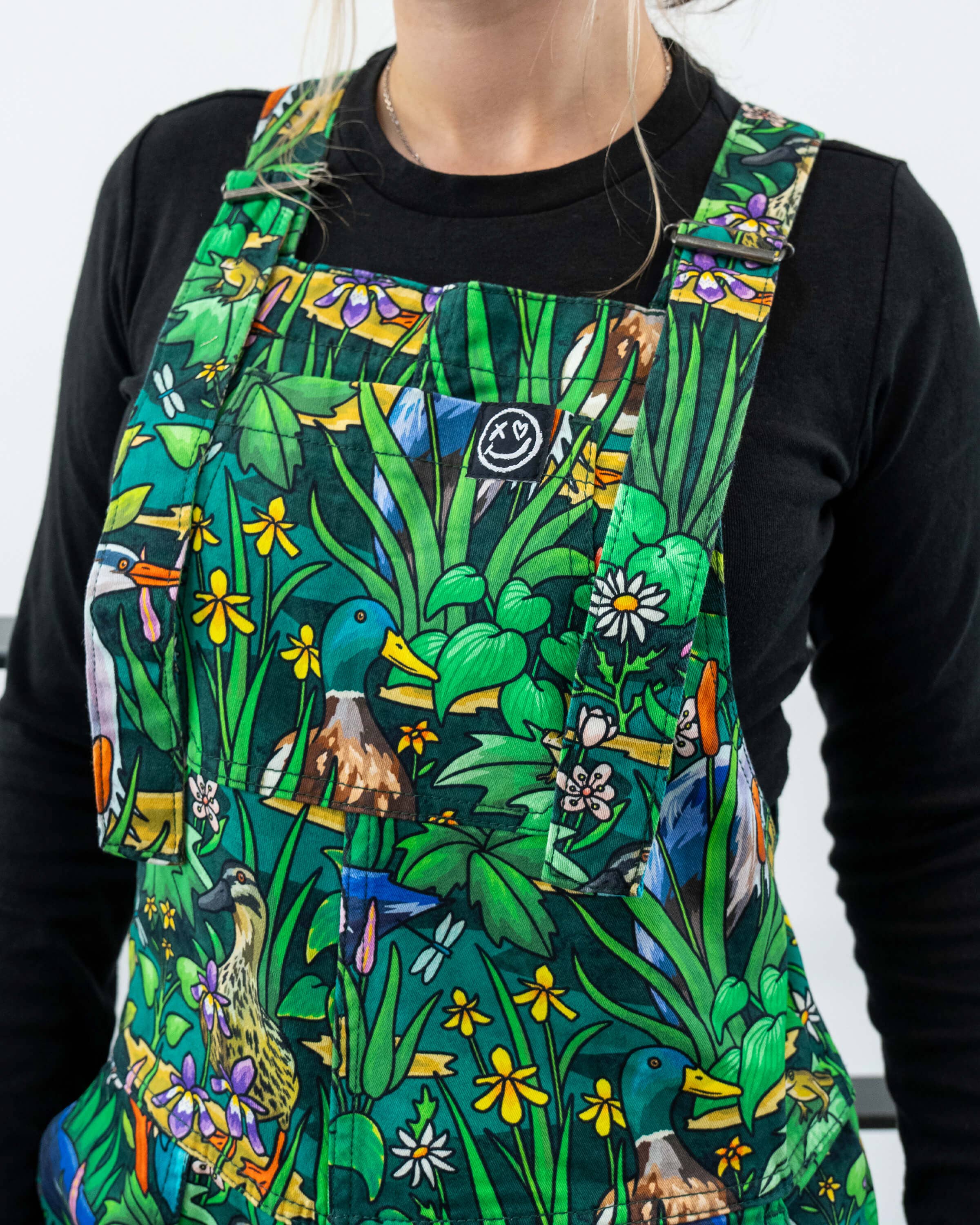 Rebel Romance Pond Birds Stretch Dungarees