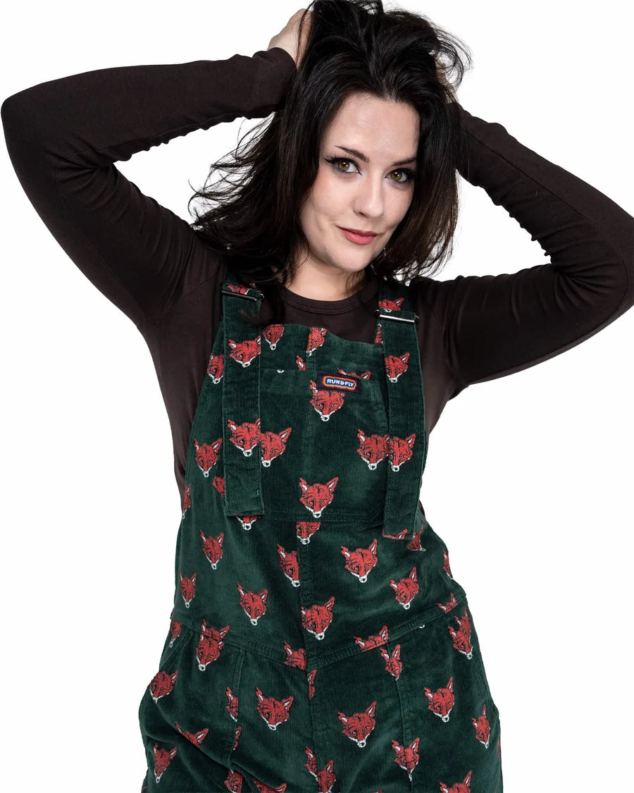 Run & Fly - Green Fox Stretch Corurory Dungarees