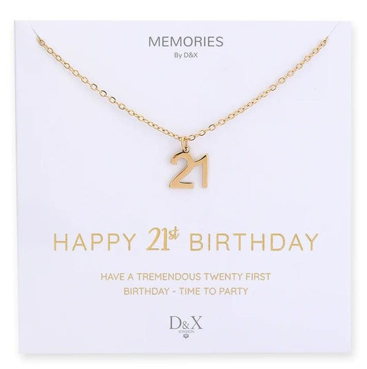 Memories By D&X `Happy 21st Birthday` Necklace