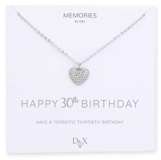 Memories By D&X `Happy 30th Birthday` Necklace