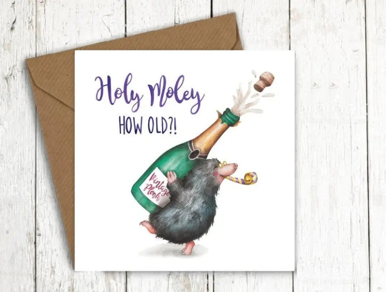 Holey moley mole birthday card
