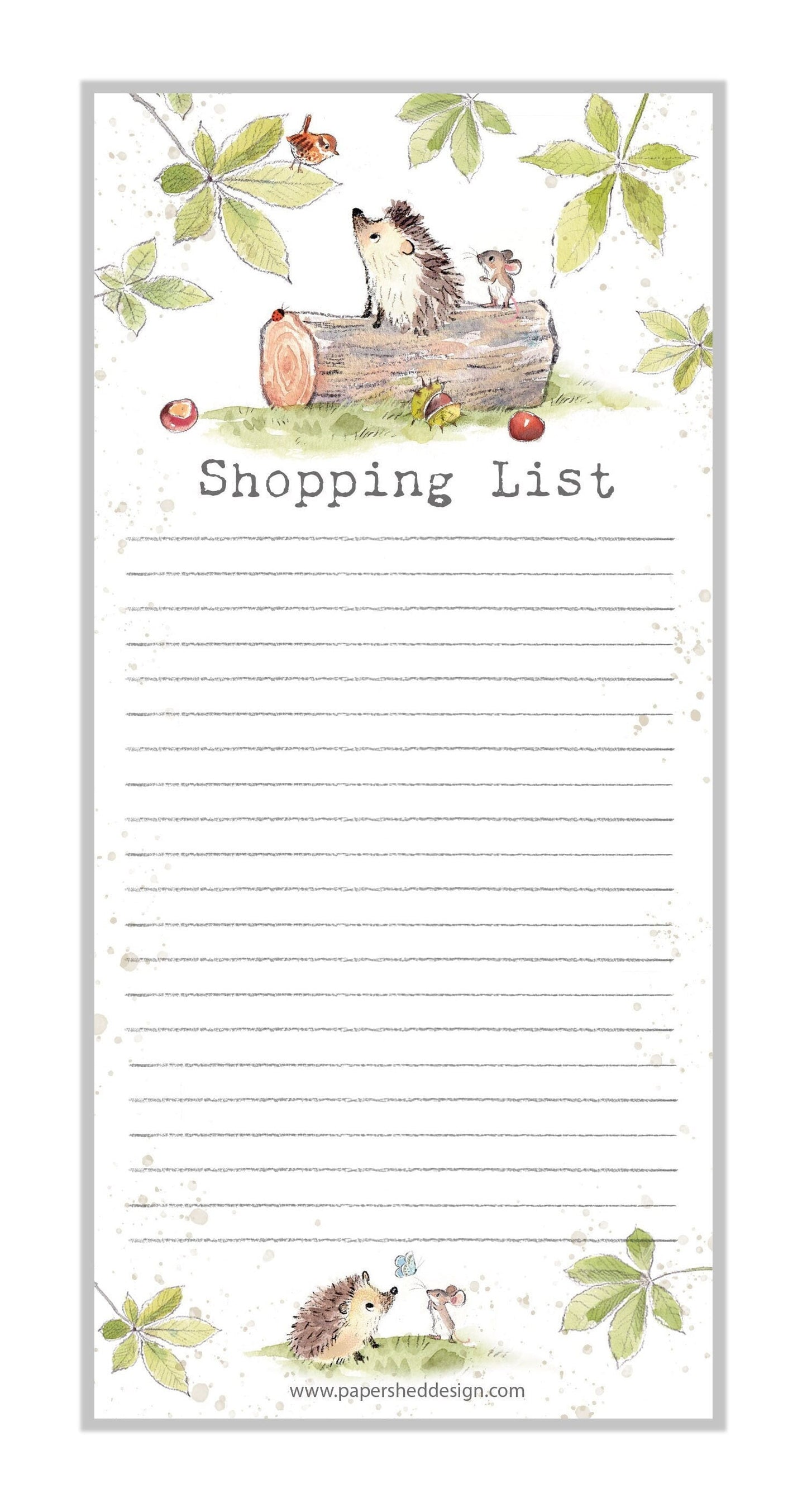 Hedgehog, Mouse and Bird -  Magnetic Shopping List