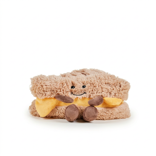 Warmies Grilled Cheese soft toy on a white background