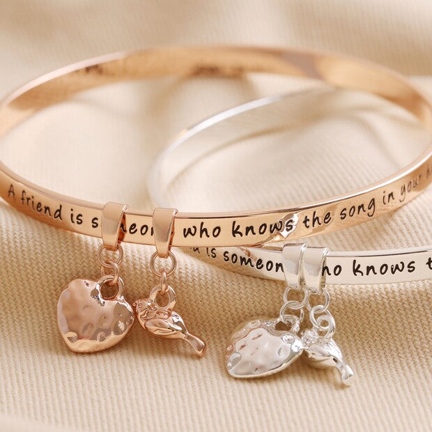 ‘Friend’ Meaningful Word Bangle in Silver