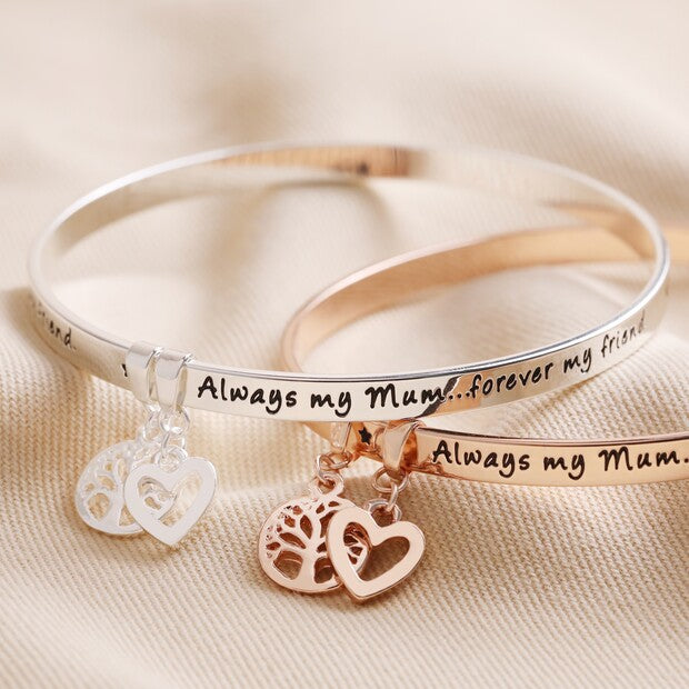 ‘Always My Mum’ Meaningful Word Bangle in Silver