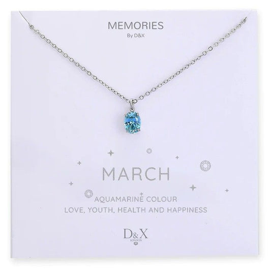 Memories By D&X `March` Birthstone Necklace