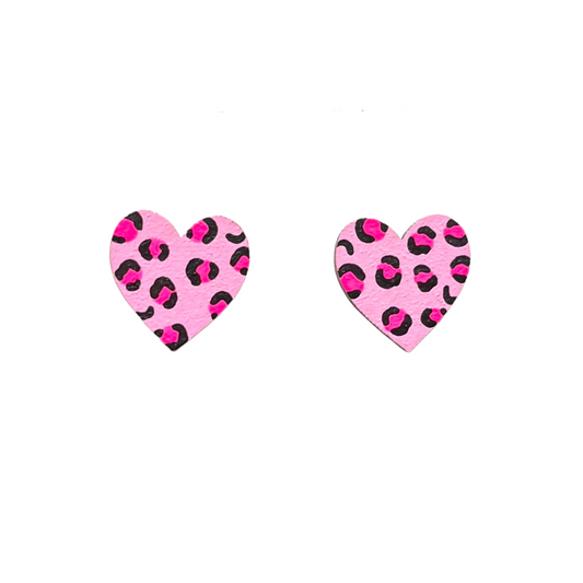 Ivy & Ginger - mini neon pink leopard print heart