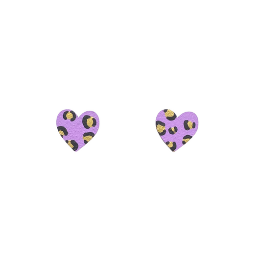 Ivy & Ginger - mini leopard print heart lilac and gold