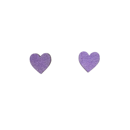 Ivy & Ginger - Mini Metallic Purple Heart Stud Earrings