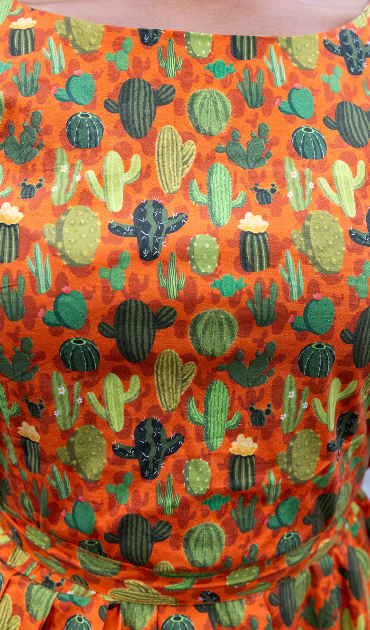 Orange Cactus Tea Stretch Dress with Pockets