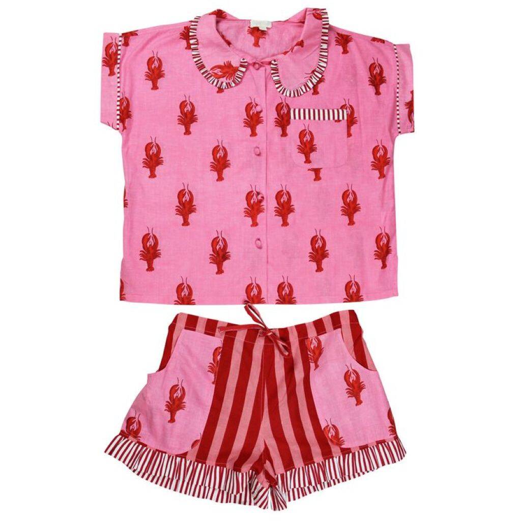 Powell Craft - Pink and Red Lobster Short Pyjama Set
