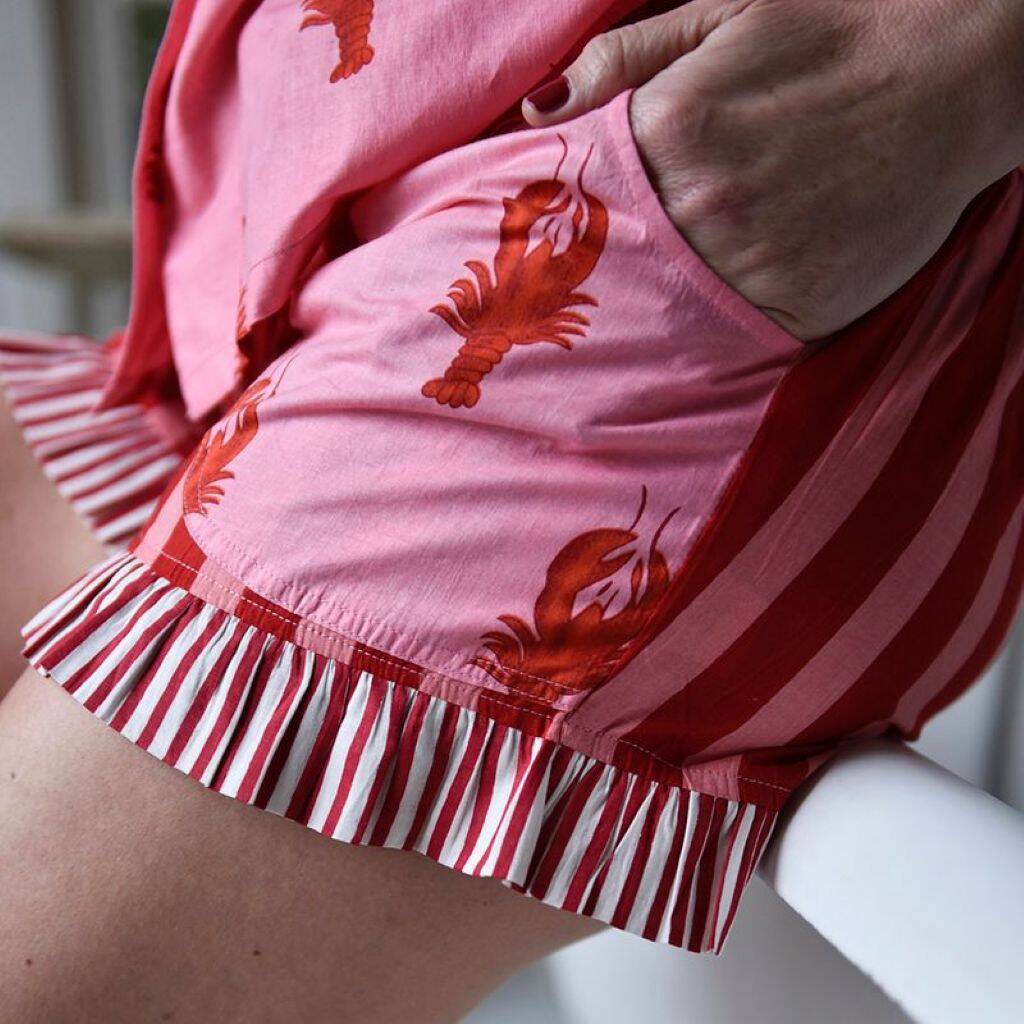 Powell Craft - Pink and Red Lobster Short Pyjama Set