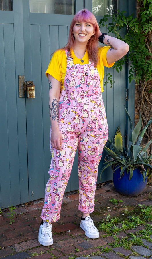 The Mushroom Babes Party Cats Stretch Twill Dungarees