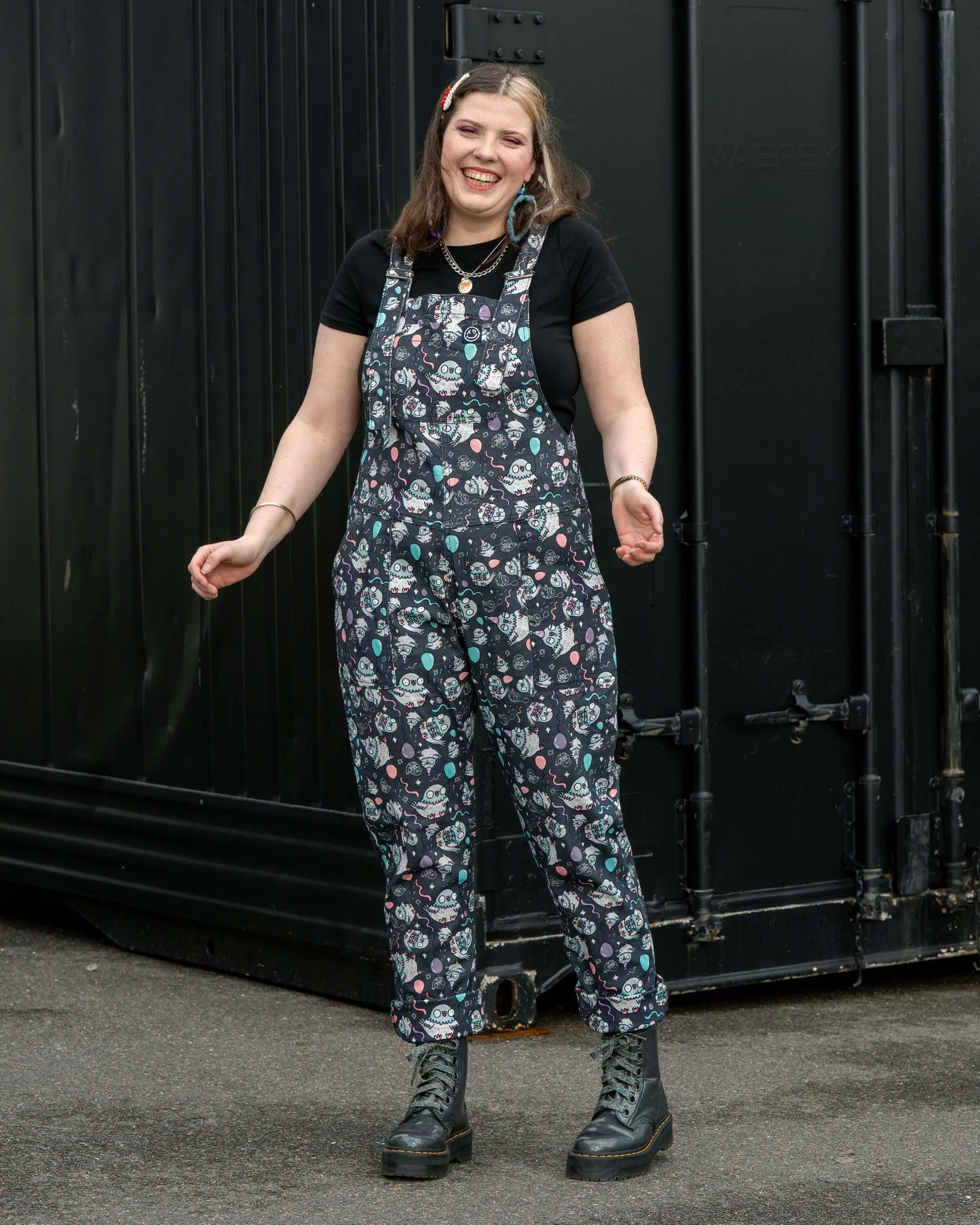 Rebel Romance x Katie Abey Pigeon Party Stretch Dungarees