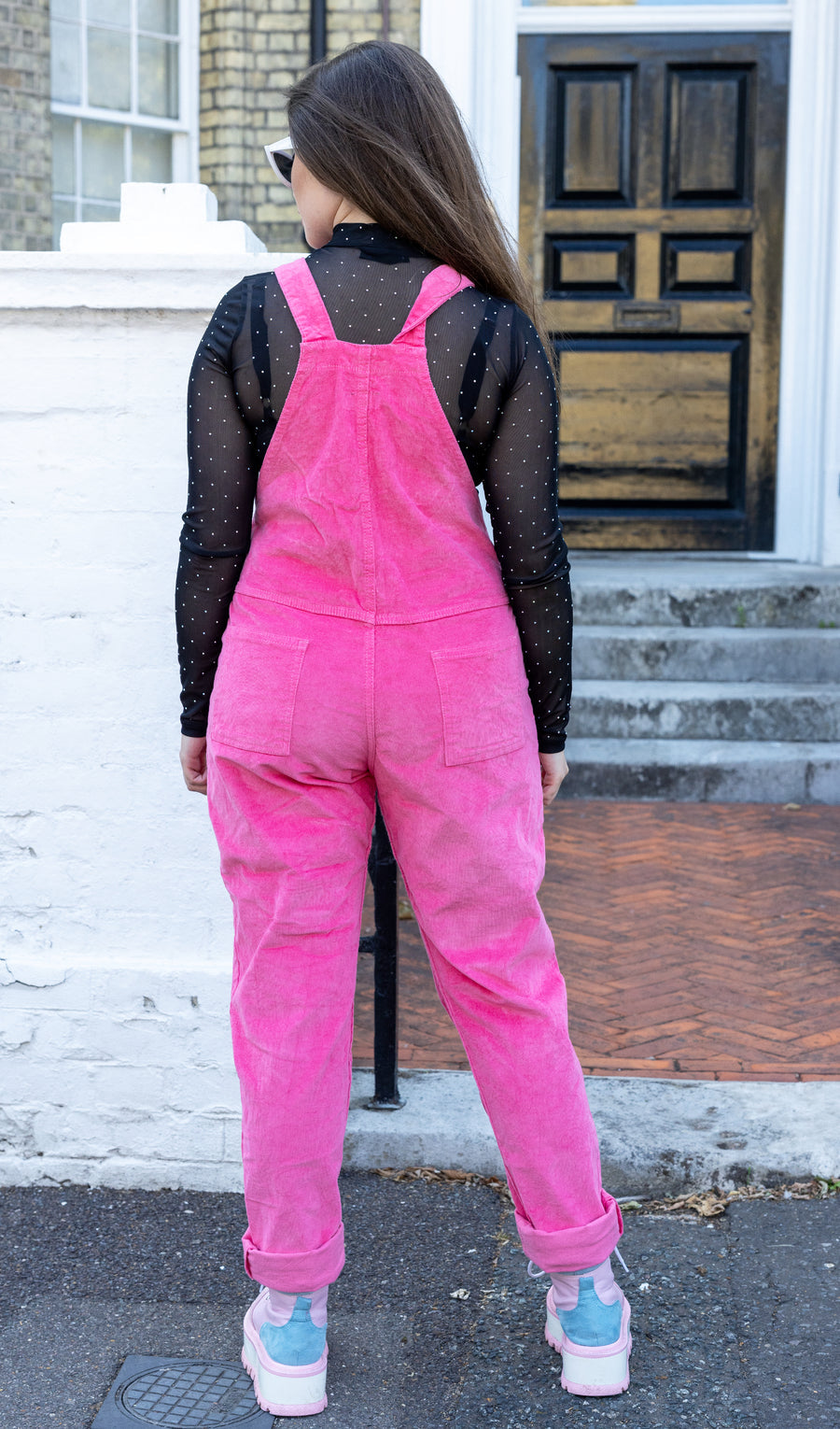 Pink Stretch Corduroy Dungarees
